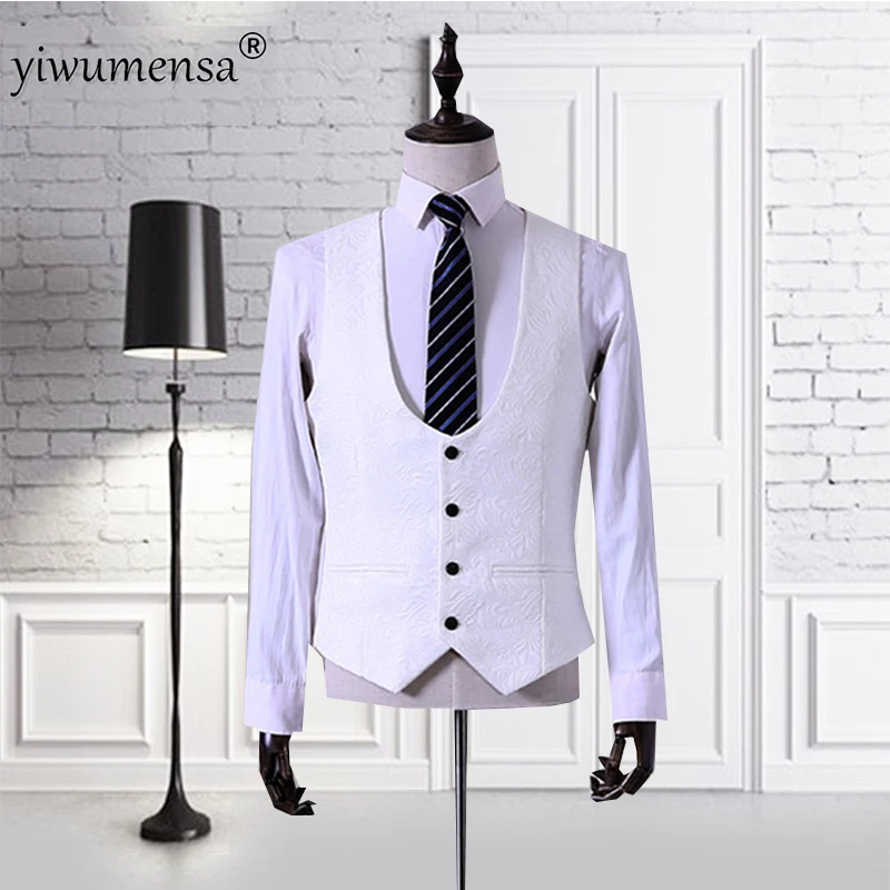 Buy yiwumensa printed waistcoat men White vest men