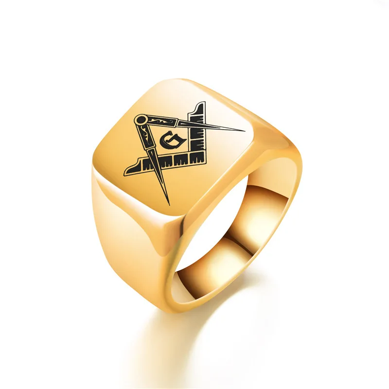 Горячая Распродажа, винтажное литье из нержавеющей стали 316L, масонское кольцо, масонское кольцо с печаткой, бижутерия - Цвет основного камня: gold