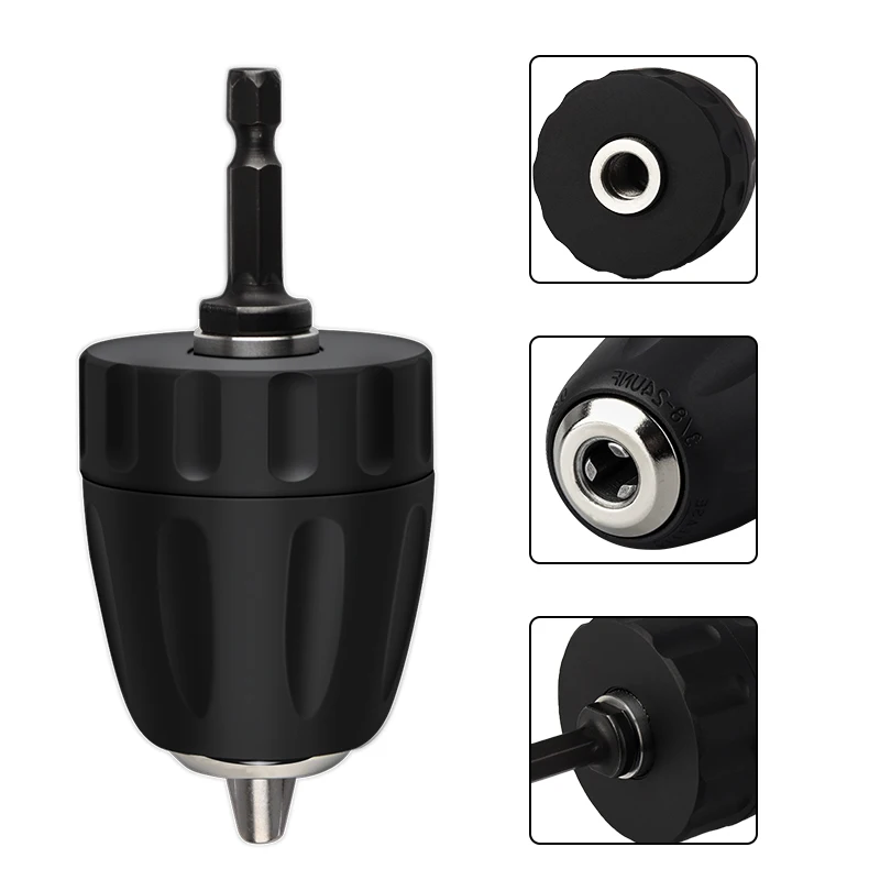 

Drill Keyless Chuck Screwdriver Impact Driver Plastic Sleeves 0.8-10mm 3/8''-24UNF + 1/4'' Hex Adaptor Impact Drivers