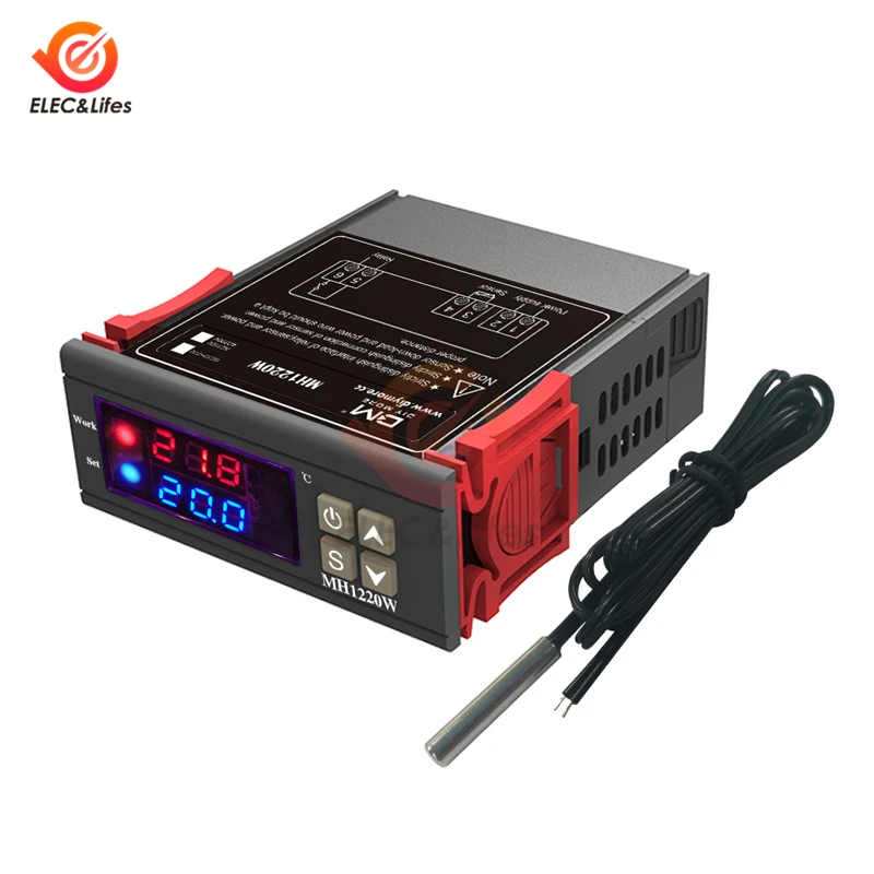 

MH1220W 220V 12V 24V LED Digital Temperature Meter Controller Thermostat Regulator Cooler Heater Temperature Tester NTC Sensor