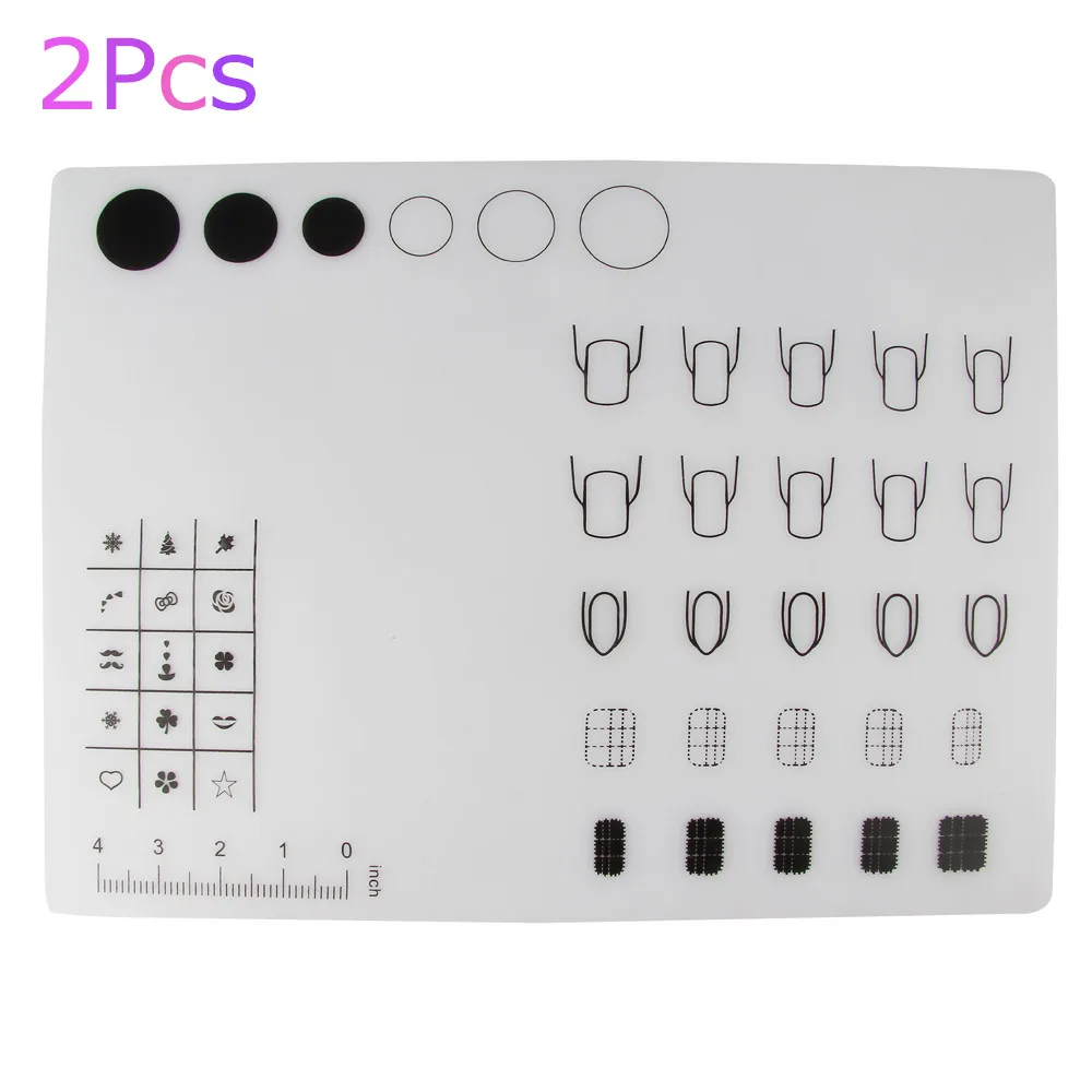 2pcs Manicure Makeup Nail Art Practice Mat Pads Silicone Nail Design