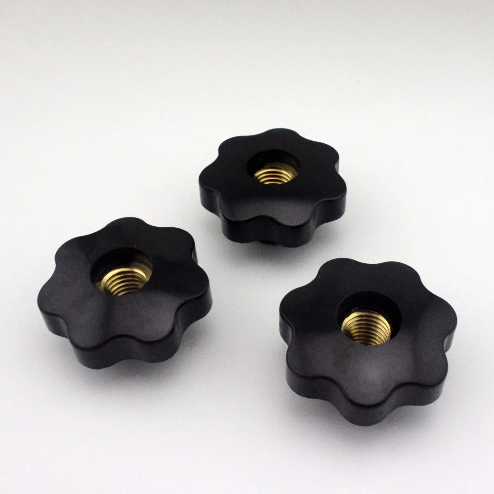 3pcs M12 Female Thread 80mm OD Star Shaped Head handle Nuts Knob