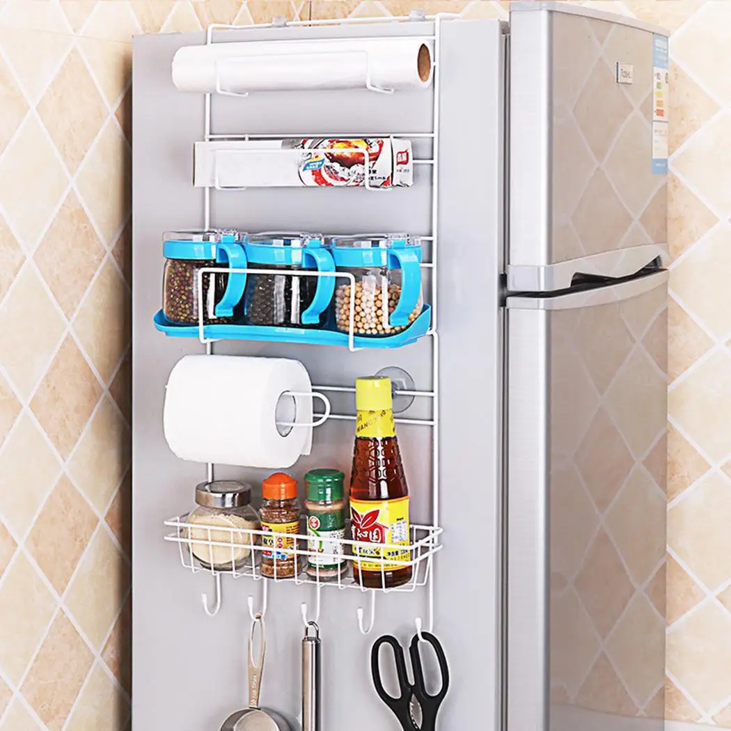 Домашний кухонный холодильник на присоске, металлический белый стеллаж для хранения, прочный, прочный несущий материал