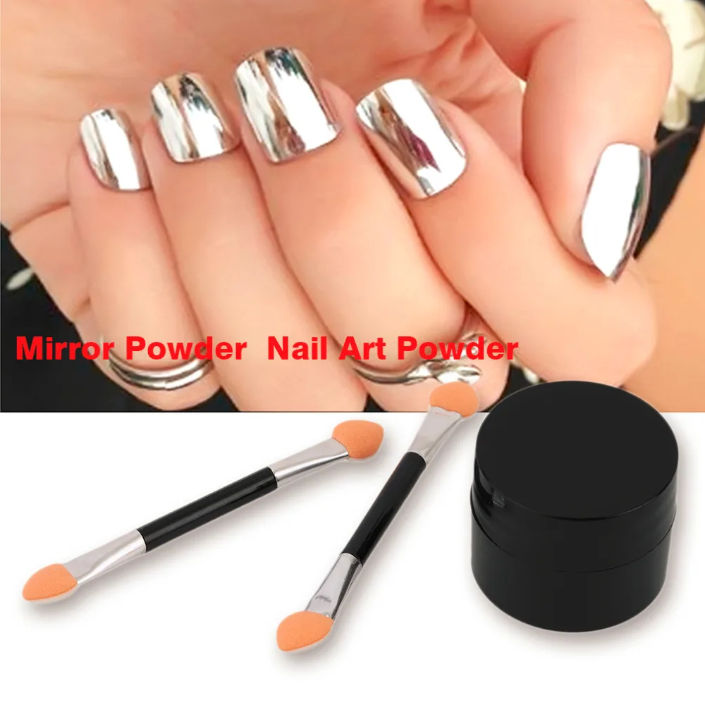 Mirror Powder Metallic Effect Dust Chrome Pigment Shinning Nail Art Mirror Powder Metallic Effect Dust Chrome Pigment Shinning Nail Art Magic Look Nails Decorations With 2 Brush Top Quality In Glitter From Beauty