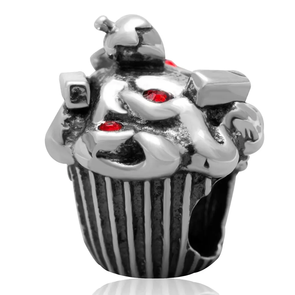 Choruslove счастливый торт ко дню рождения Шарм 925 стерлингового серебра капкейк сердечко Бусины Подходят Pandora Подвески подарок браслеты ювелирные изделия - Цвет: SS3170-7