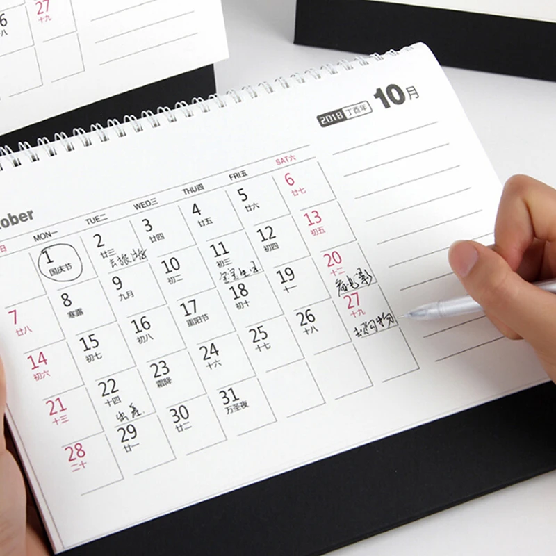 

1 Pc Simple Style 2019 Table Calendar Blue Green Weekly Monthly Planner To Do List Stand On The Desk Calendar
