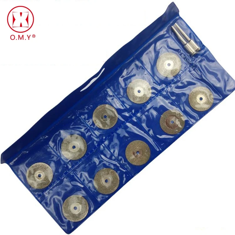 

OMY New Hot Sale 10Pcs 25mm Mini Sharp Diamond Cut Off Rotary Tool Cutting Disc Disks Tools Accessories For Dremel with 2pcs rod