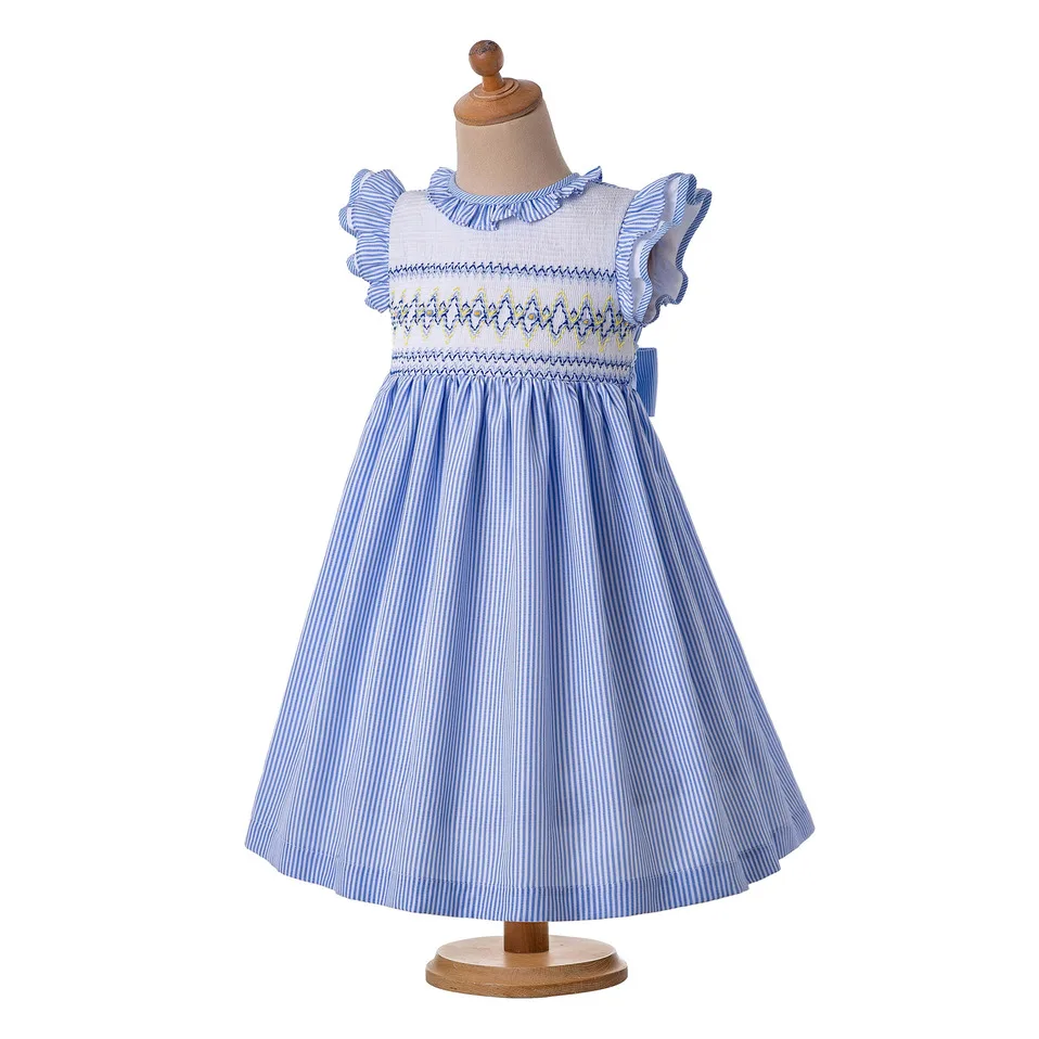 Pettigirl Kid Clothes Suits Striped Princess Smocking Dresses for Girls+ Baby Boy Smocked Set Elegant Party Summer Children