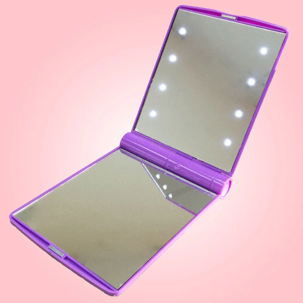 

Foldable Vanity Mirror Double-sided with LED Light Portable Rectangular Mirror Practical Easy To Bring Beauty Makeup Mirror Tool
