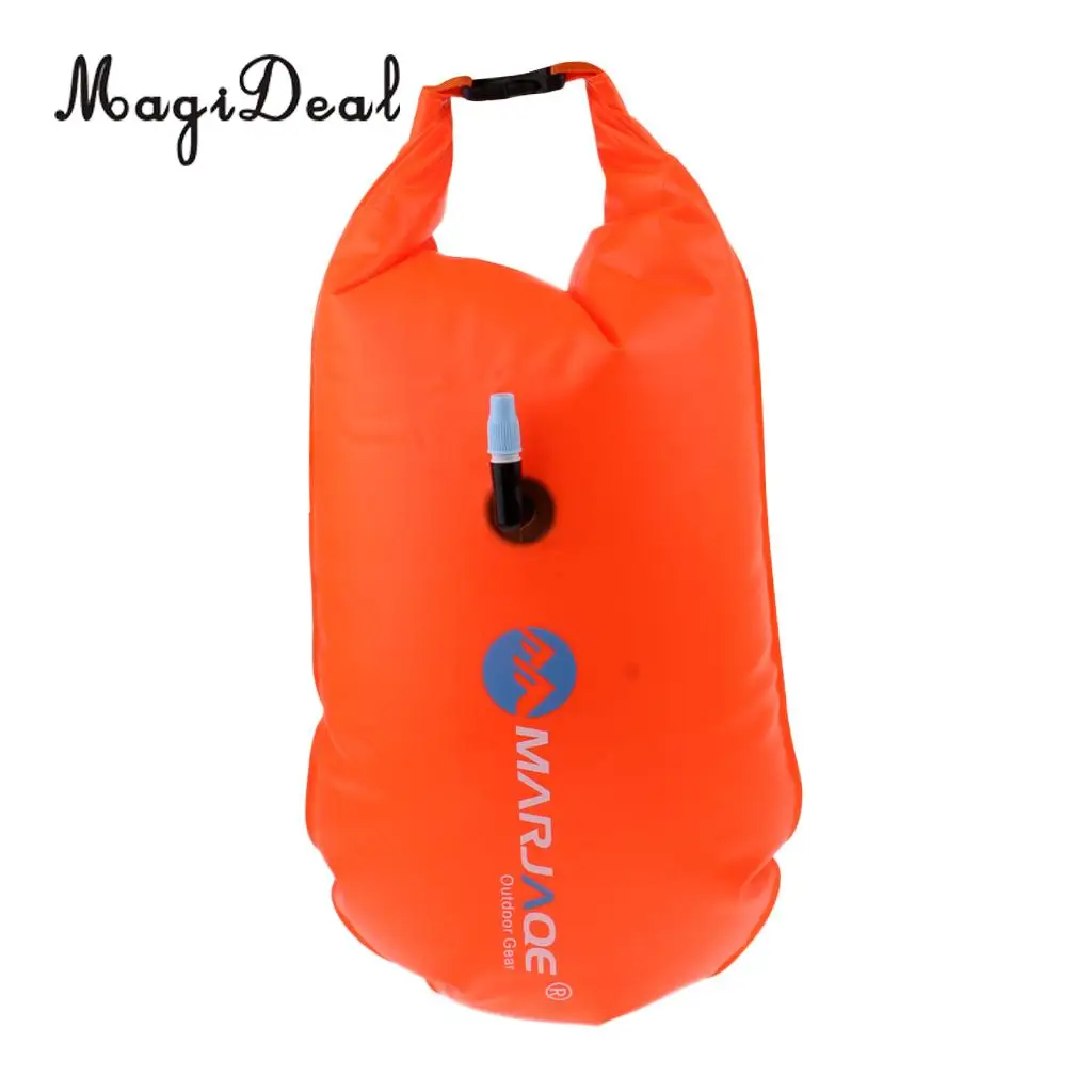  High Visibility Inflatable Swim Buoy Roll Top Dry Storage Bag Open Water Swimming Kayak Canoe Tow Safety Float Equipment