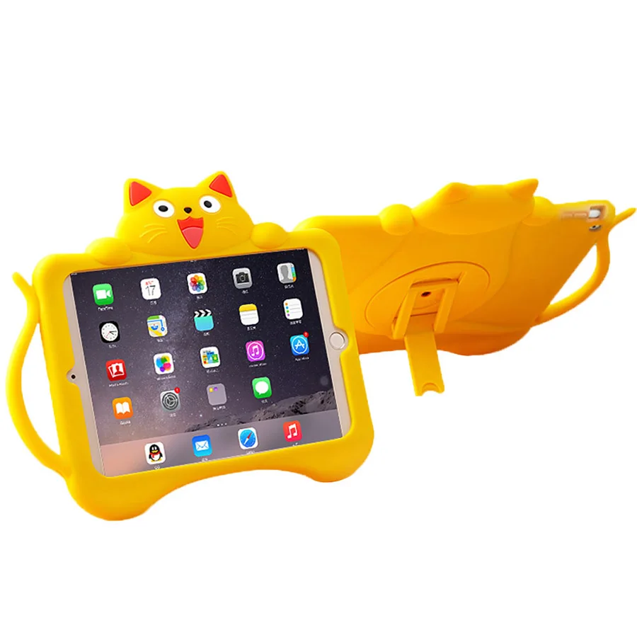Детский ударопрочный чехол для iPad Air 2 Air 1 Детский мягкий силиконовый защитный чехол для планшета с мультяшным рисунком чехол с ручкой для iPad 5 6