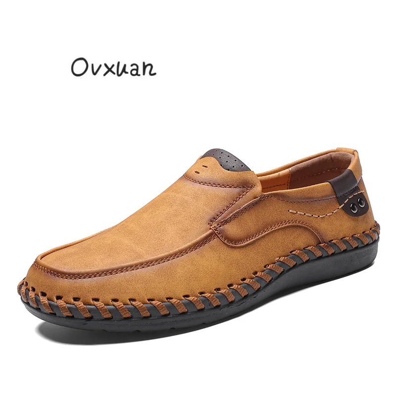 

Ovxuan Big Size 46 PU Leather Handmade Loafers Casual Shoes for Men Flats 2018 Spring Autumn Comfortable Slip-On Mens Shoes