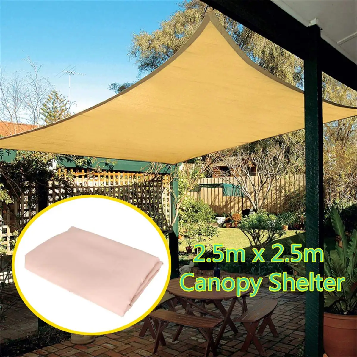 2.5x2.5M Rectangle Top Sun Shade Sail Shelter Outdoor