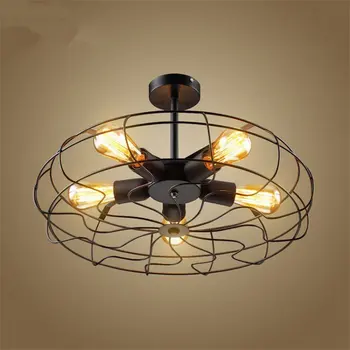 

Vintage LOFT Iron Ceiling lights Restaurant Bar Kitchen Fan lamps American Retro Decor Indoor home led Light Lighting Fixtures