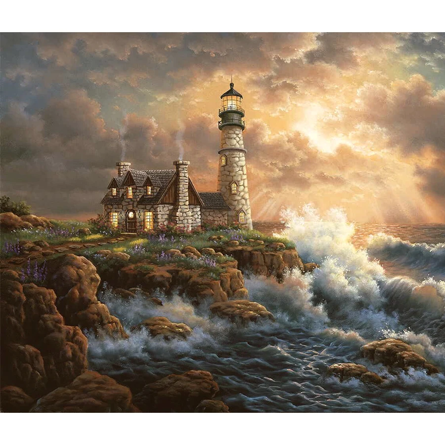 5d DIY Full Diamond Painting Lanscape Round Drill Resin Mosaic Diamant