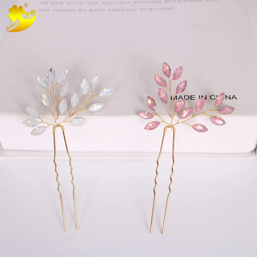 Xinyun простая и легкая золотистая u-образная шпилька ручной работы свадебные аксессуары для волос сладкие Кристальные женские палочки для волос