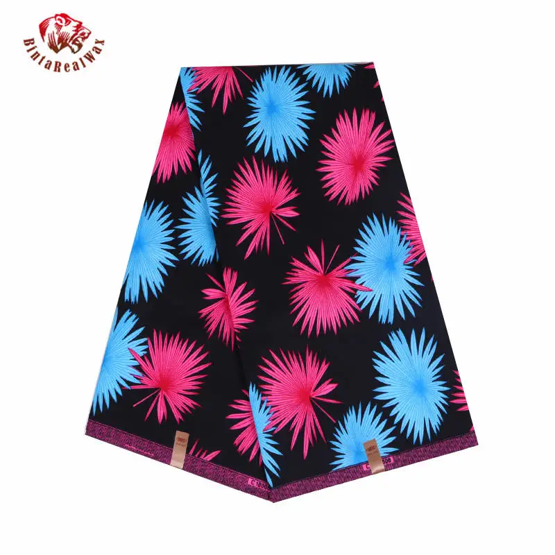 

Polyester Wax Prints Fabric 2019 Ankara new Hollandais Wax High Quality 6 yards African Fabric for Party Dress FP6073