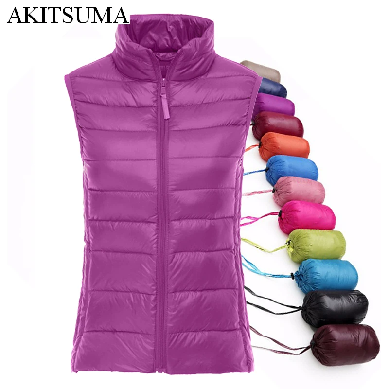 

90% white duck down women vest winter Ultra Light Duck Down Vest sleeveless Jacket waistcoat autumn warm colorful vest