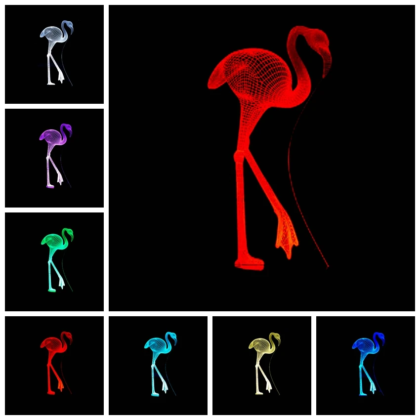 3D лампа анимальная Сова граб Фламинго Павлин Декор креативный ночной Светильник СВЕТОДИОДНЫЙ красочный градиент атмосфера подарок на день рождения год - Испускаемый цвет: Option 9