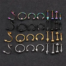 LINSOIR 16pcs Stainless Steel Spiral Nose Rings Earring Stud Tragus font b Piercing b font for