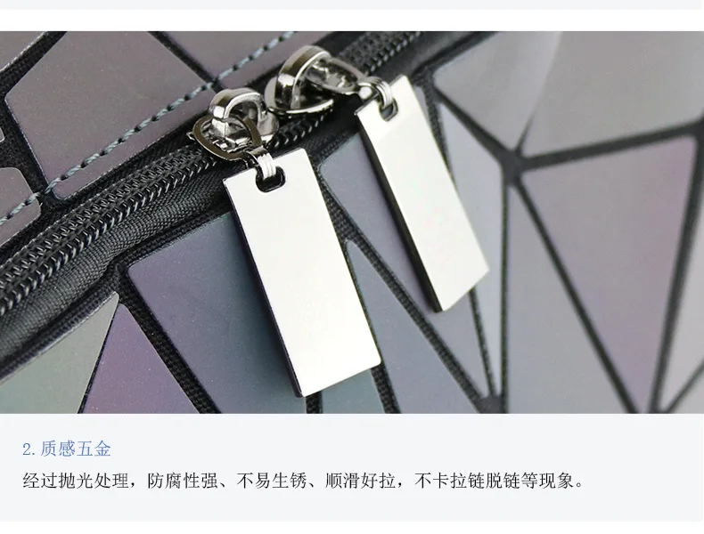 ZYJ Women Luminous Geometric Casual Backpacks Travel Girls Leather Laser Discoloration Shoulder School Backpack Mochila Bag (7)