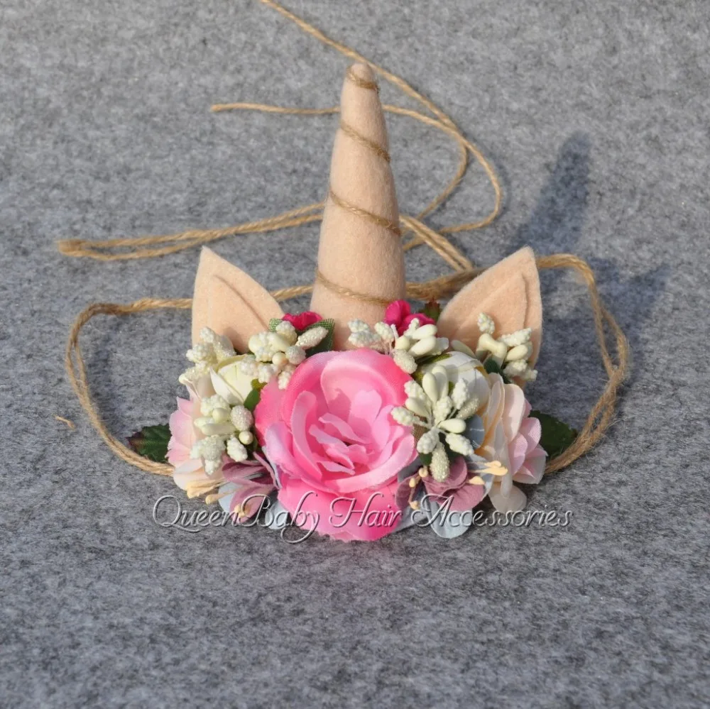 

Felt Unicorn Horn Headband Tieback Unicorn Flower Crown Couture Headband Photo Prop