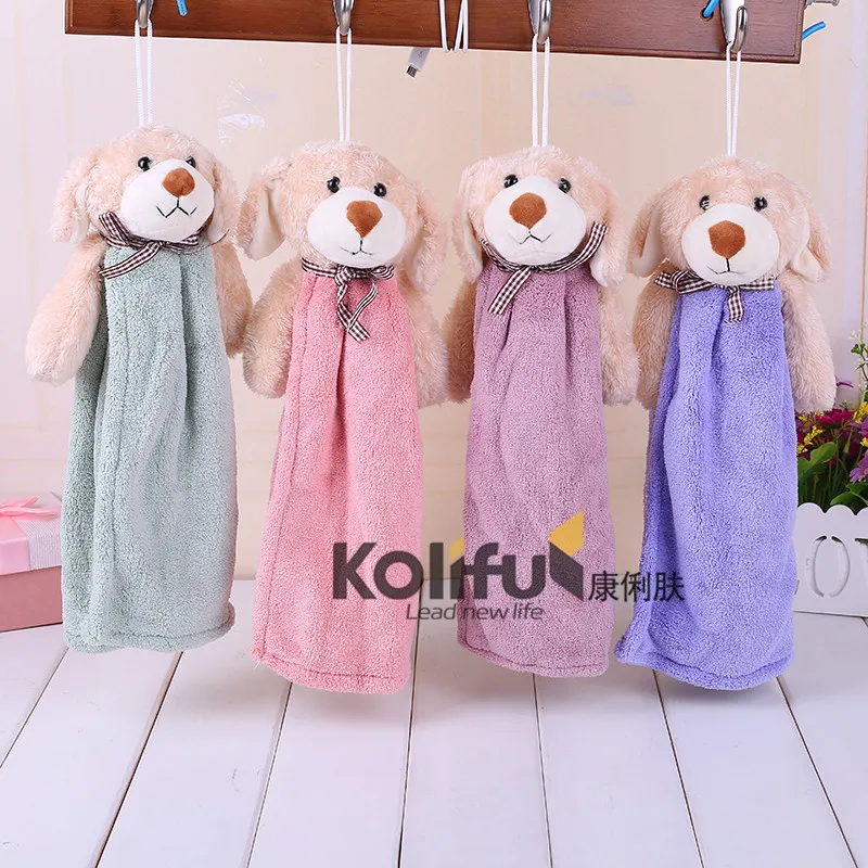 

Cute Animal New Candy Colors Soft Coral Velvet Cartoon Animal Towel Can Be Hung Kitchen Used Bath Wipe Towel Washcloths KLF047