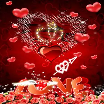

sparkly heart shaped love pink rose red Valentine's Day backdrops Vinyl cloth High quality Computer print wall background
