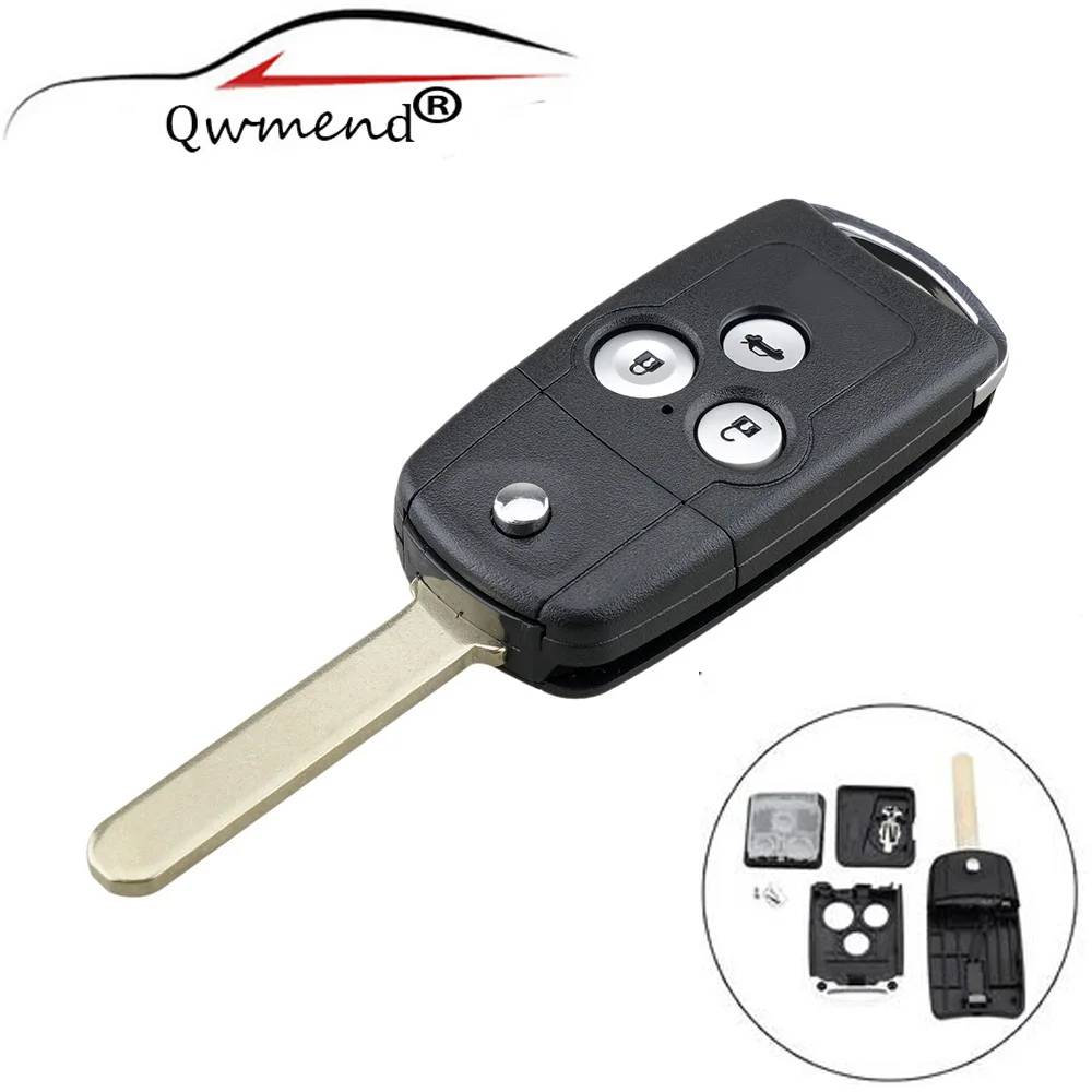 

QWMEND 3 Buttons Car Remote Flip Key Fob Case Shell Upgrade For Honda for Civic for Accord Jazz CRV Car key shell