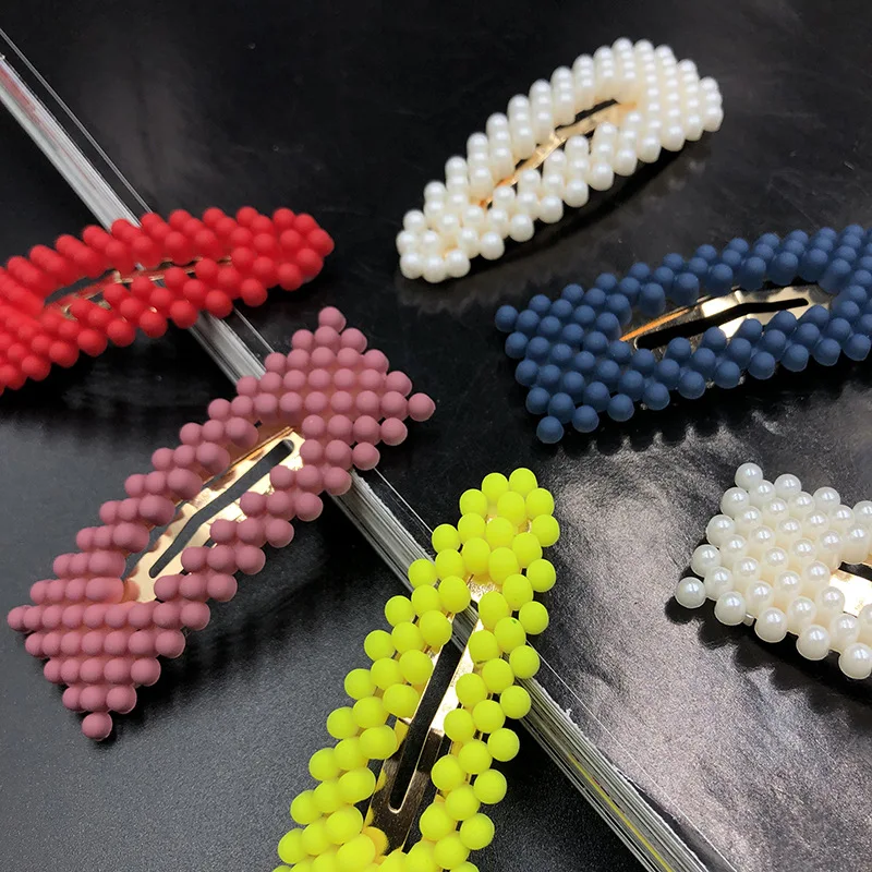 

New Fashion Neon Color Frosted Beads Fairy BB Clip Women Girl Simple Cute Beading Beautiful Hairpins Hair Accessories