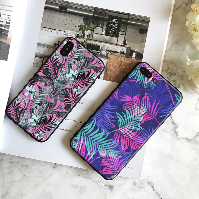 

Nature Tropical plants Colorful Palm Leaf Tpu Soft Silicone Phone Case Cover Shell For Apple IPhone 5 5s SE 6 6s 7 8 Plus X 10