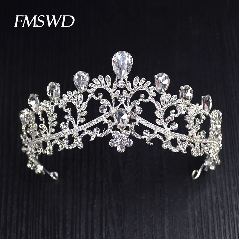 

Silver Gold Color Baroque Crystal Rhinestone Crystal tiara Large Crown For Wedding Porm Hair Jewelry Bridal Hair Accessories