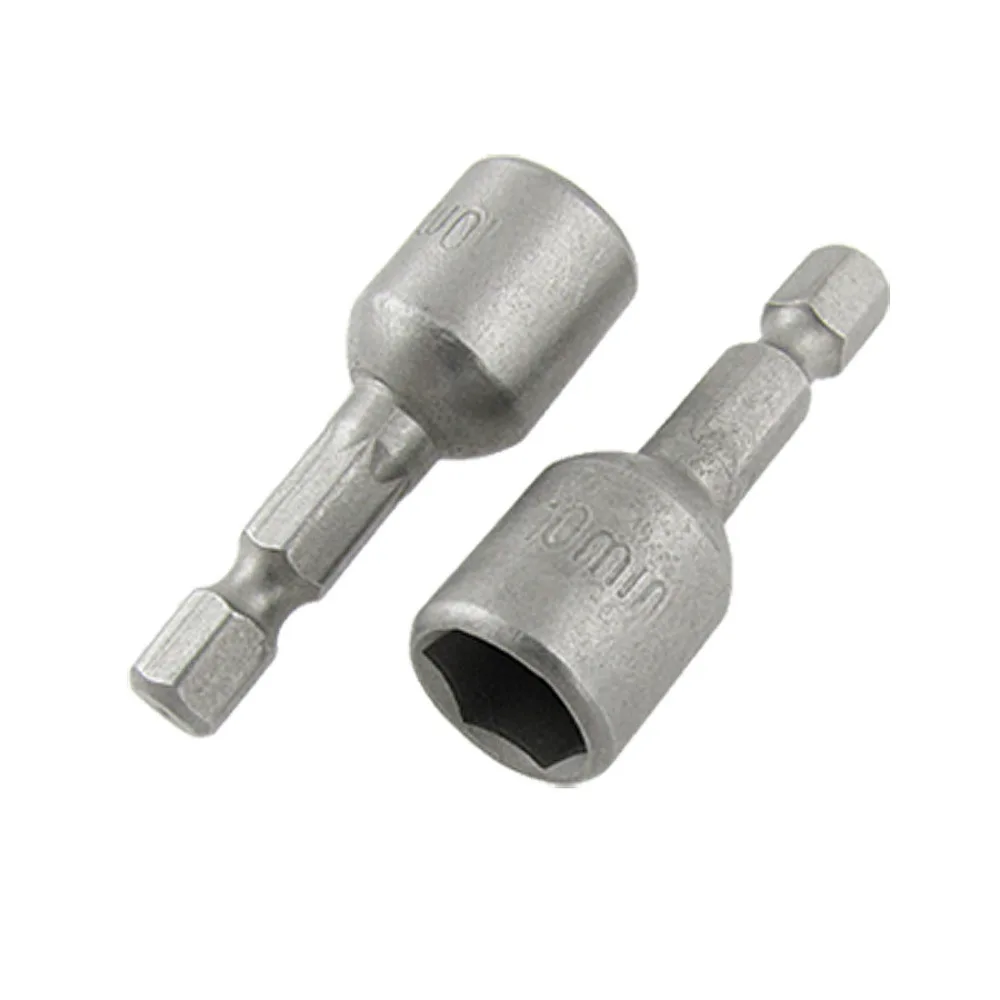 

UXCELL 2 Pcs Hex Socket Wrench 1/4" Shank 0.39" Nut Driver Bit for Use with Hexagonal Head Self Drilling Screws