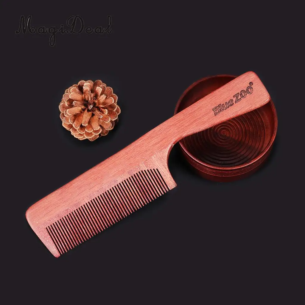 Handmade Anti Static Natural Sandalwood Men Fine Coarse Teeth Beard Mustache Grooming Styling Comb