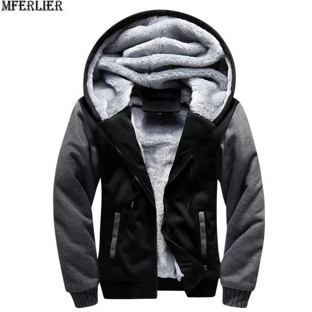 men patchwork Sweatshirts 5XL warm fleece parkas hooded hoodies thick large size plus big 8XL 9XL 10XL winter Sweatshirt outwear