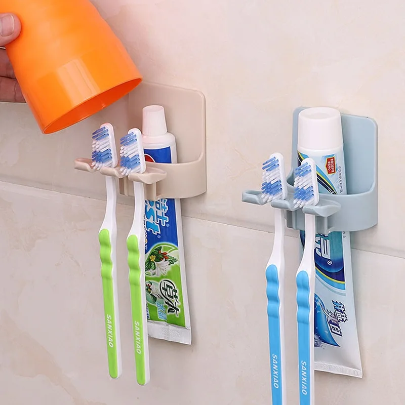 Wall mount Plastic toothbrush holder Toothpaste stand rack bathroom shelf Bathroom Accessories Family Set Wall mount Plastic toothbrush holder Toothpaste stand rack bathroom shelf Bathroom Accessories Family Set