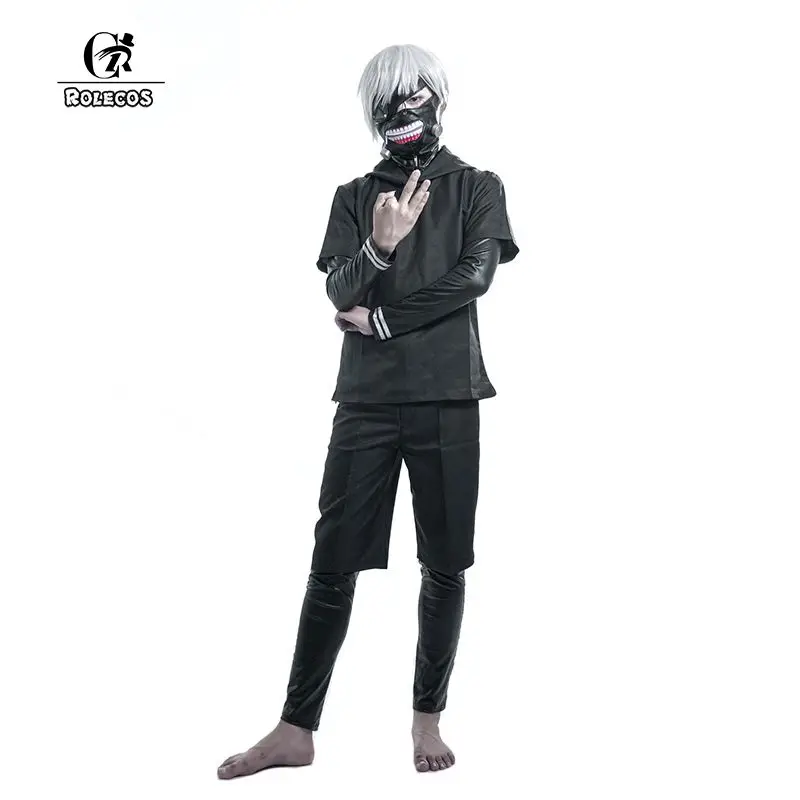 

ROLECOS Brand New Japanese Anime Tokyo Ghoul Cosplay Costumes Kaneki Ken Cosplay Costumes Hoodies Black Fight Uniform Full Set
