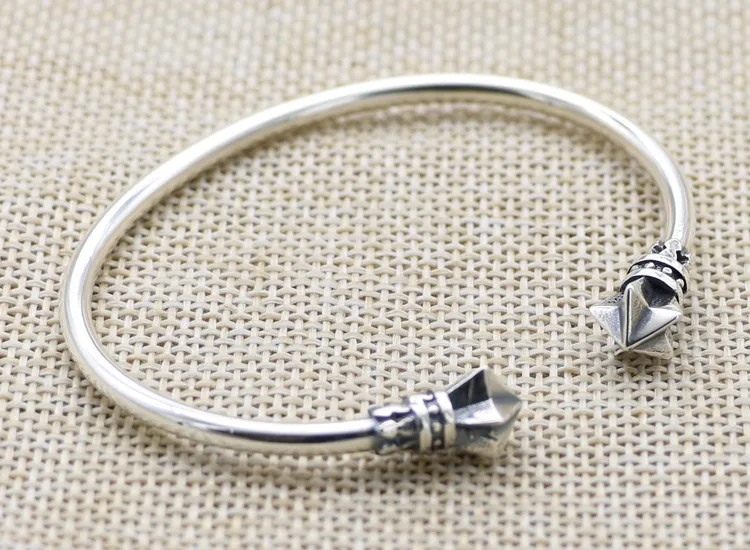 

100% S925 sterling silver men's bracelet personality fashion retro hip hop punk jewelry five-star glossy styling gift for lovers