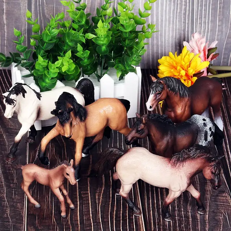 Oenux Neue Farm Tiere Pferd Modell Action-figuren Klassische Appaloosa Clydesdale Weiß Pferde Figuren Sammlung Spielzeug Für Kinder