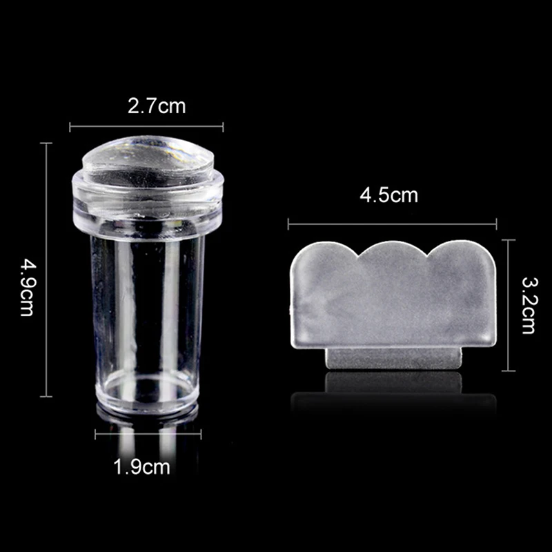 2pcs/Set Jelly Silicone Clear Nail Art Seal Printing Stamper Transparent Square Manicure Printer Stamping Transfer+Scraper Kit