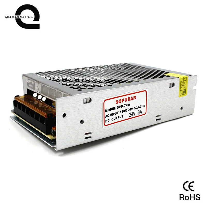 

Quadruple Hot 72W 24V 3A Switching Power Supply Voltage Transformer AC 110V/220V for Led Strip Free Shipping