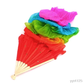 

4 Colors 2020 new 1Pc Hand Made Colorful Belly Dance Dancing Silk Bamboo Long Fans Veils hot