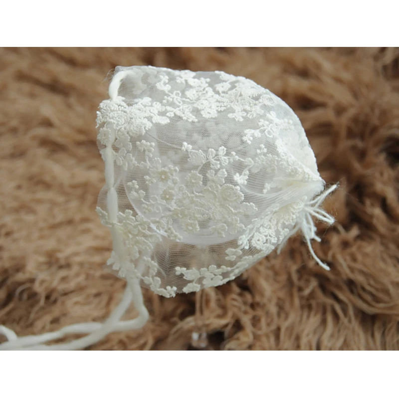 

Christening Bonnet Newborn Baby Hat with Adjustable Lace Caps Baby Accessories Special Occasion Outfits Baptism Shower Bonnet