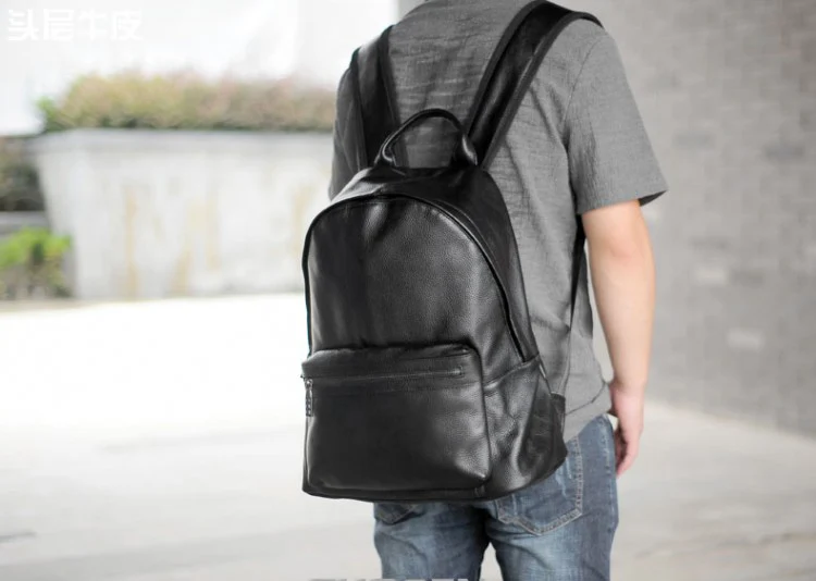 Винтажный деловой мужской рюкзак из натуральной кожи, черный большой рюкзак для ноутбука, рюкзак для путешествий из воловьей кожи, мужской ранец для колледжа
