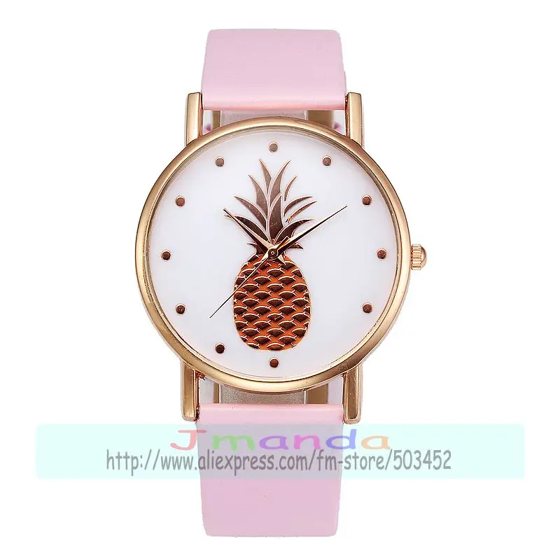

100pcs/lot 8002 hot pineapple leather watch rose gold case wrap quartz watch fashion casual leather watch wholesale clock