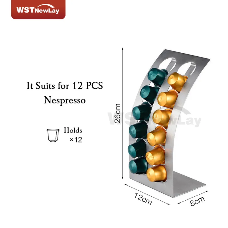 Подставка для кофейной машины, держатель для хранения, ящик для кофе Nespresso, ящики для капсул, нержавеющий органайзер, стойка, стойка, ящики
