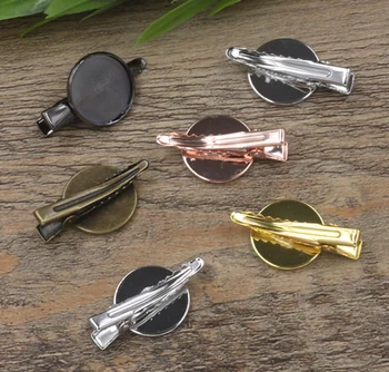 

40 PCS 18mm Round Cabochon Base Hair Clip Settings Blank Bezel Trays Cameo DIY Copper Hair Jewelry Accessories