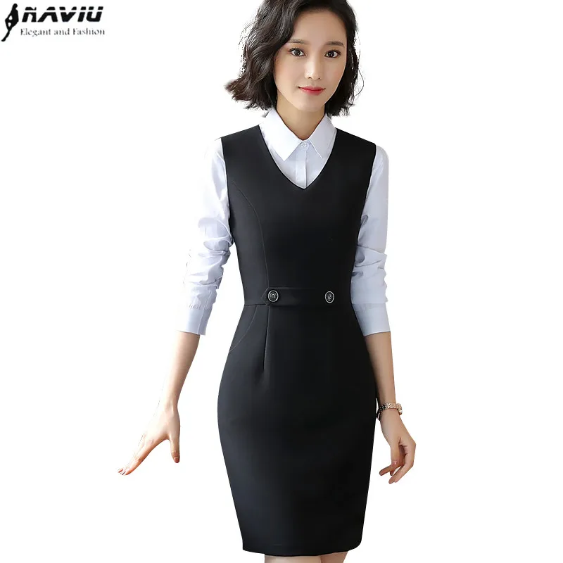 

Fashion formal dress spring new Temperament elegant V Neck sleeveless slim woman clothing office ladies one piece dress