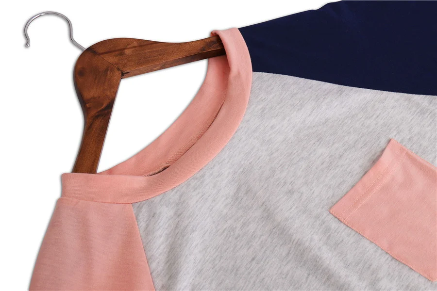 Gladiolus Hot Fashion Patchwork T Shirt Women 2018 Long Sleeve O-Neck Pocket Style Women Tops T-shirt Autumn Ladies Tee Shirts  (23)