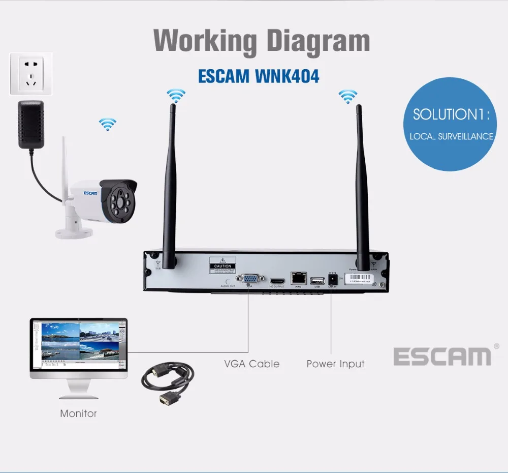 Escam wnk404 4ch 720 P Открытый ИК Видео Беспроводной ip-видеонаблюдения Камера CCTV NVR Системы комплект